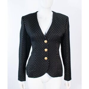 Yves Saint Laurent Vintage Quilted Black & Gold Blazer Size 44 US 12